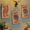 American vintage wooden poker murals at home, bar, chess room, farmhouse music shop background wall decorative hangings