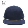 custom blue blank plain unstructured corduroy 5 panel cap rope hat