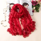 2017 fashion female lace embroidery polyester shawl scarf