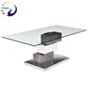 Marble design glass top coffee table with mirrored stainless steel