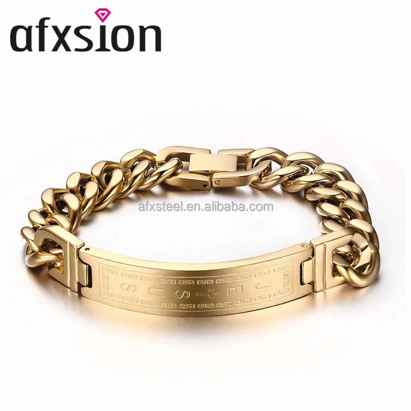 AFXSION titan stahl schmuck Korean fashion Jesus kreuz biegen edelstahl gold armband männer armband schmuck großhandel