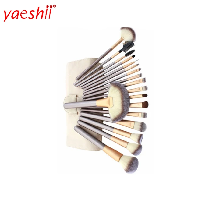 

yaeshii wood color 24pcs makeup brush Professional with private label logo, Optional
