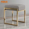 Gold brushed stainless steel frame fabric stool leisure sofa dressing chairs