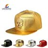 Golden color skull embroidery on plain pattern snapback sports hat baseball cap