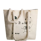Custom Foldable Cotton Shopping Women Handbags Cartoon Bag Canvas Tote Bag