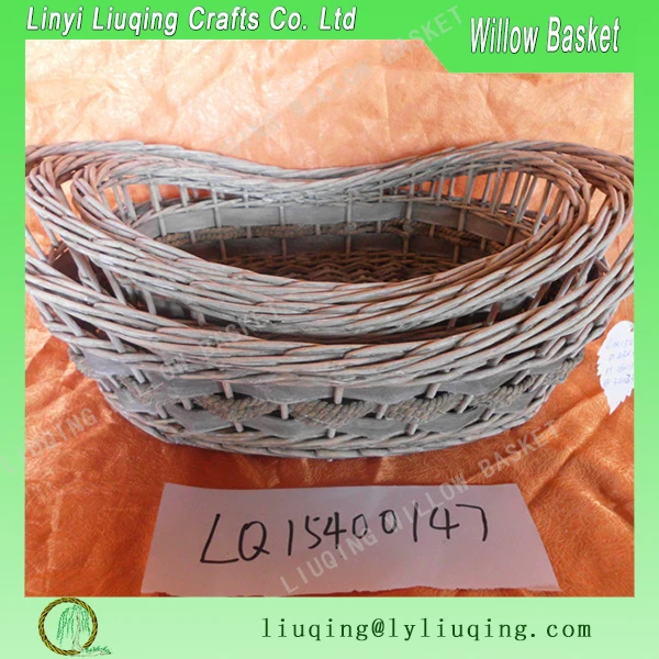 of 3 wholesale vintage grey wicker fruit/vegetable baskets with