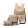 2018 New Simple Style 3 Pcs Set Backpack Ladies Large Capacity Canvas School Backpack Cute Back Bags for Ladies