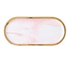 High grade oval shape gold plated lace pink color dinner charger wedding plates for dessert