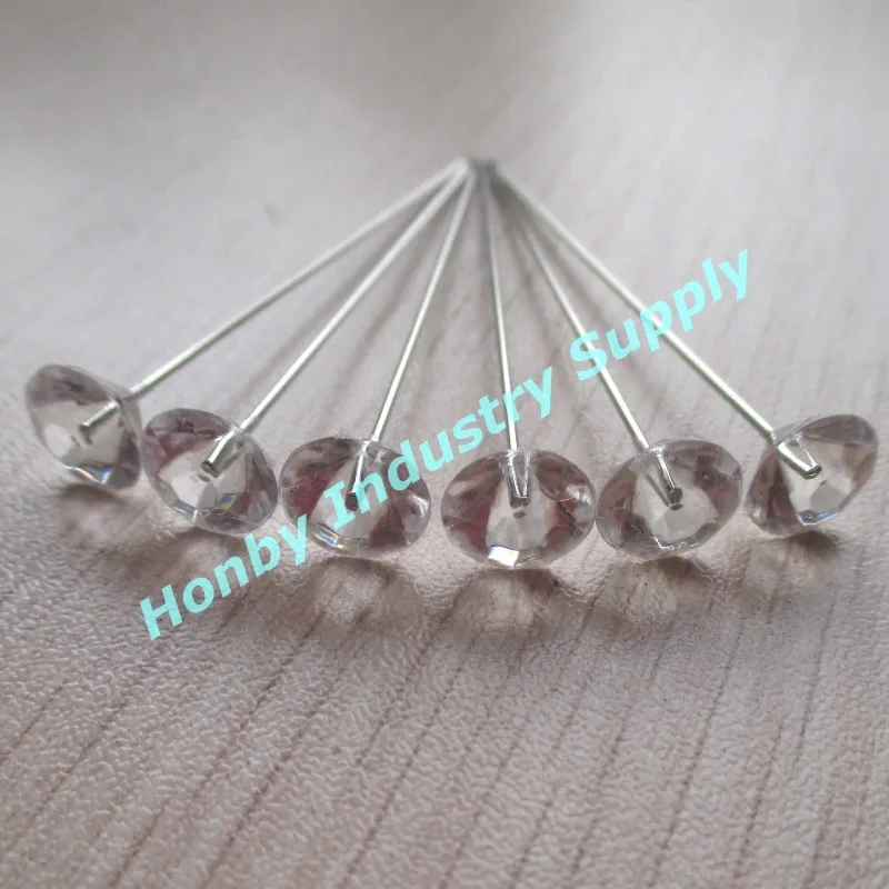 Hair Jewelry Supplies 60mm Shiny Clear Color Plastic Artificial Crystal Head Glossy Plated Steel Hair Decoration Pin For Brides