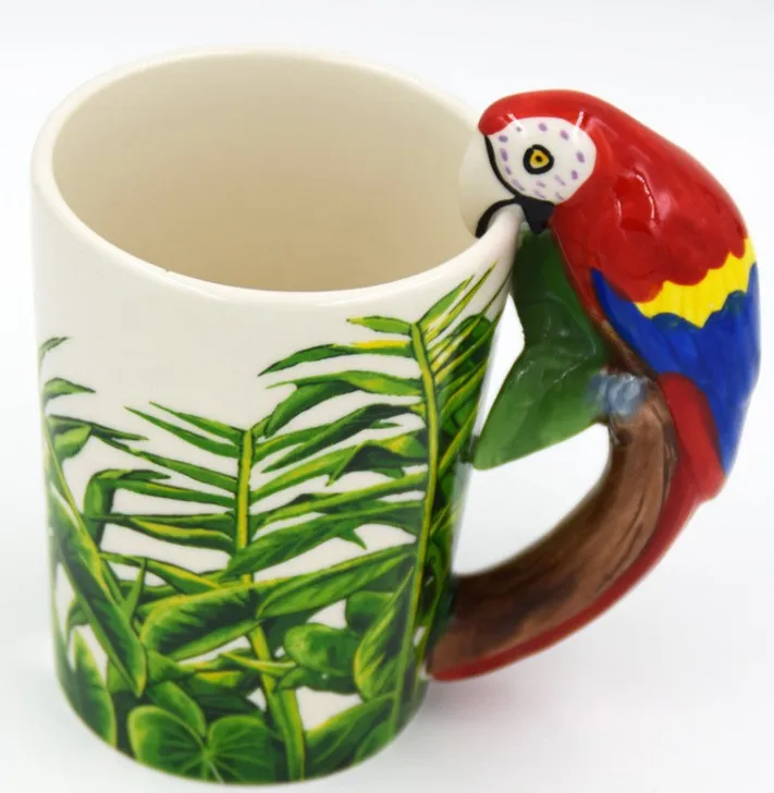 Creative 400ml cartoon 3D animal shaped style parrot handle porcelain mug, Picture shows
Creative 400ml cartoon 3D animal shaped style parrot handle porcelain mug, Picture shows