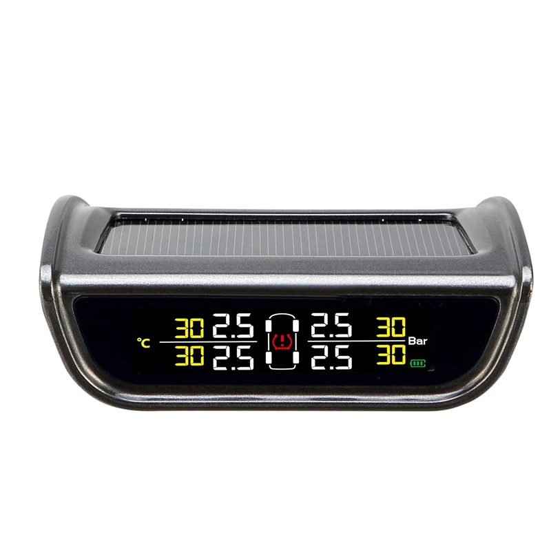 Car tire pressure gauge monitoring system solar powered with lcd display build in g-sensor