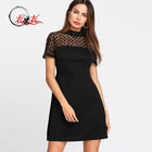 Custom Black Elegant Short Sleeve Slim Lace Evening Dress