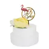 Happy birthday baby shower flamingo Gold cupcake cake toppers acrylic