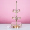 multi-layer 3 Tier metal round gold cupcake cake stand for wedding exhibion plate dessert table crystal silver Fruit Tray party