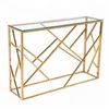 2019 newest model low price modern design contemporary trendy high gloss furniture for home stainless steel 12mm glass console