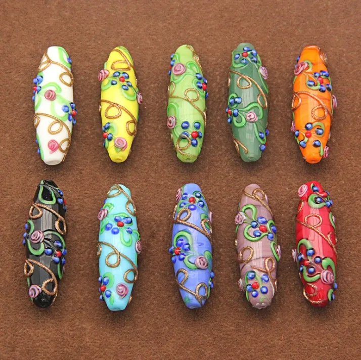 Length 42mm Oval Floral Handmade Glass Beads for Jewelry Making Colorful Long DIY Glass Beads Stone, As picture or customized
Length 42mm Oval Floral Handmade Glass Beads for Jewelry Making Colorful Long DIY Glass Beads Stone, As picture or customized