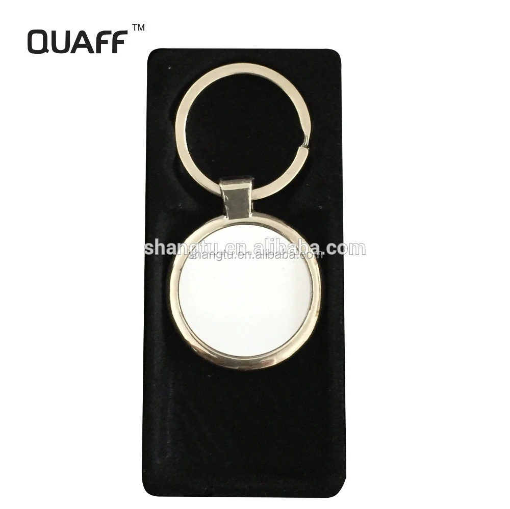 quaff cheap sublimation round metal keychain for custom gift