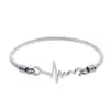 Cheap wholesale manufacture ECG heart beat design stainless steel open cuff bangle for lovers