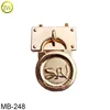 Nickle free light gold metal padlock for handbag Metal logo lock with pin