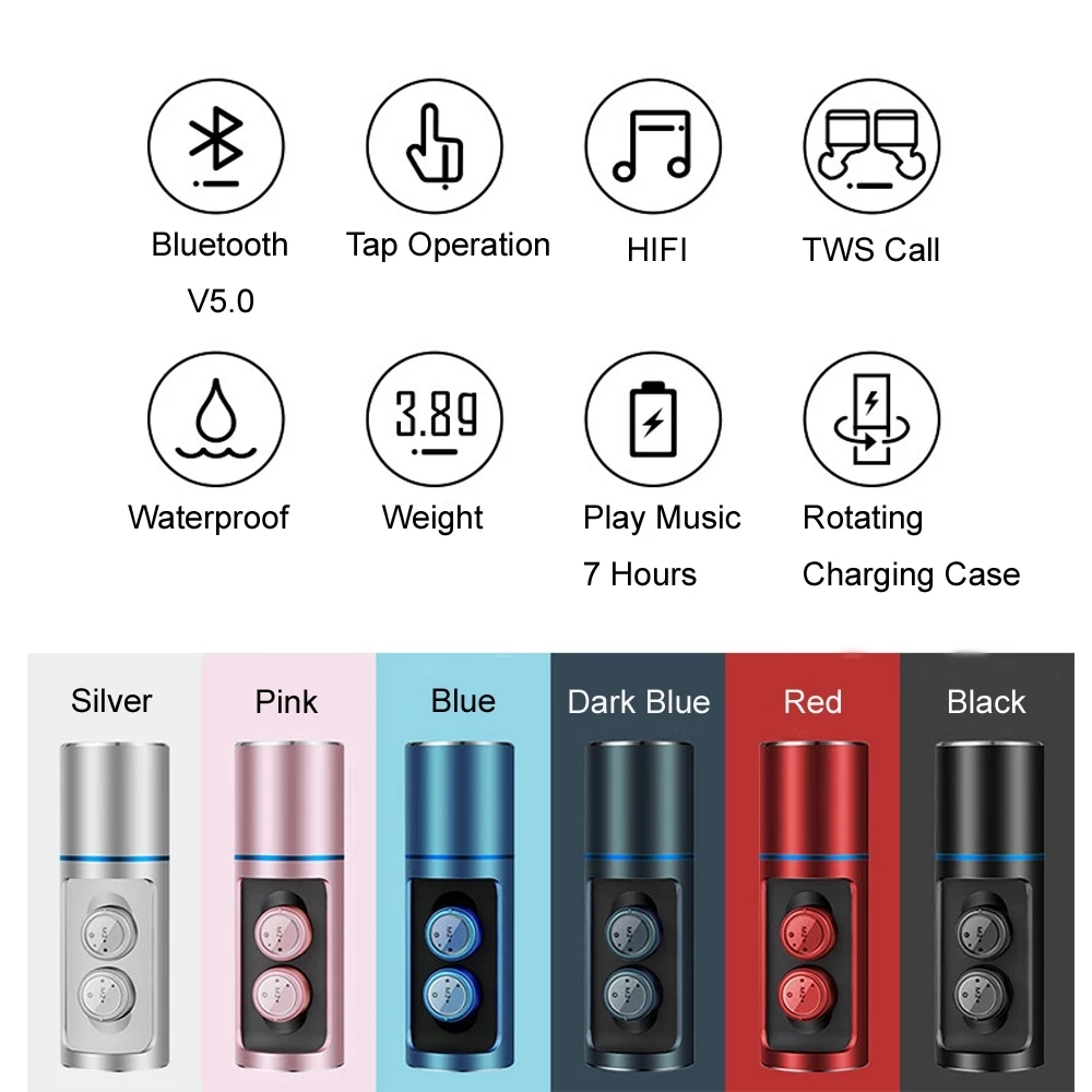 High Quality Hifi 5.0 TWS Realtek Chip Auriculares Wireless Earphone Waterproof with Charging Box - ANKUX.COM