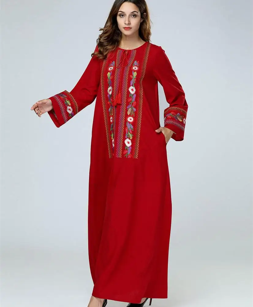 A4246 Women Flower Loose Turkish Ethnic Embroidery Dress Robe Muslim Arab Red Abaya Kaftan
A4246 Women Flower Loose Turkish Ethnic Embroidery Dress Robe Muslim Arab Red Abaya Kaftan