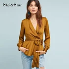 Blusas Femininas 2019 Women Shirt Chiffon blouse Tops Formal Office Blouse With Tie-Front girls Blouse