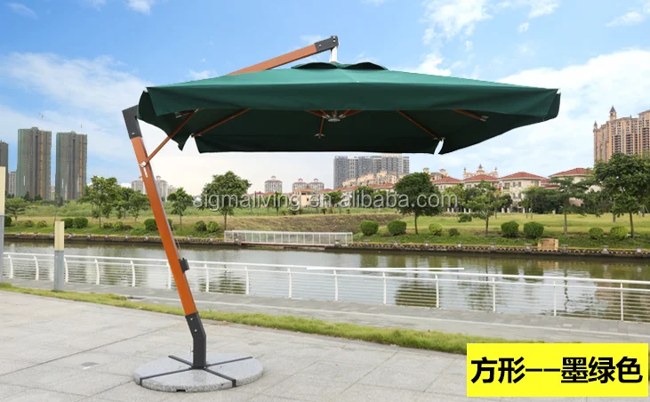 High-end commercial solid wood square outdoor umbrella