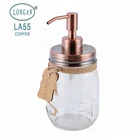 Soap liquid dispenser round shape glass bottle satin pump mason jar
