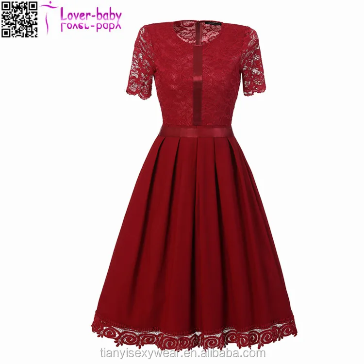 Women sexy design Short Sleeve Princess Lace vintage dress 
Women sexy design Short Sleeve Princess Lace vintage dress