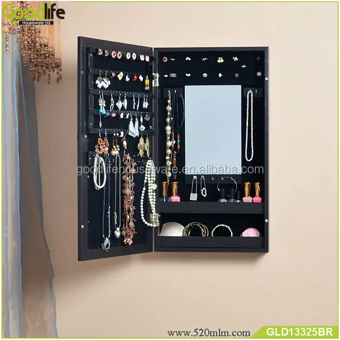 GLD13325mirror jewelry cabinet-4
