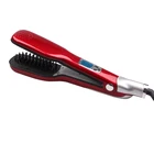 heated electric fast red ceramic hair straightener heating with flat iron brush hair straightener brush fast