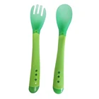Baby Silicon Spoon Safety Temperature Baby Sensing Plastic Flatware Feeding Spoons and Fork for Kids