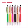 Promotional floating jotter chromatic Crystal diamond metal touch pen Fashion gift Crystal diamond pen with touch function