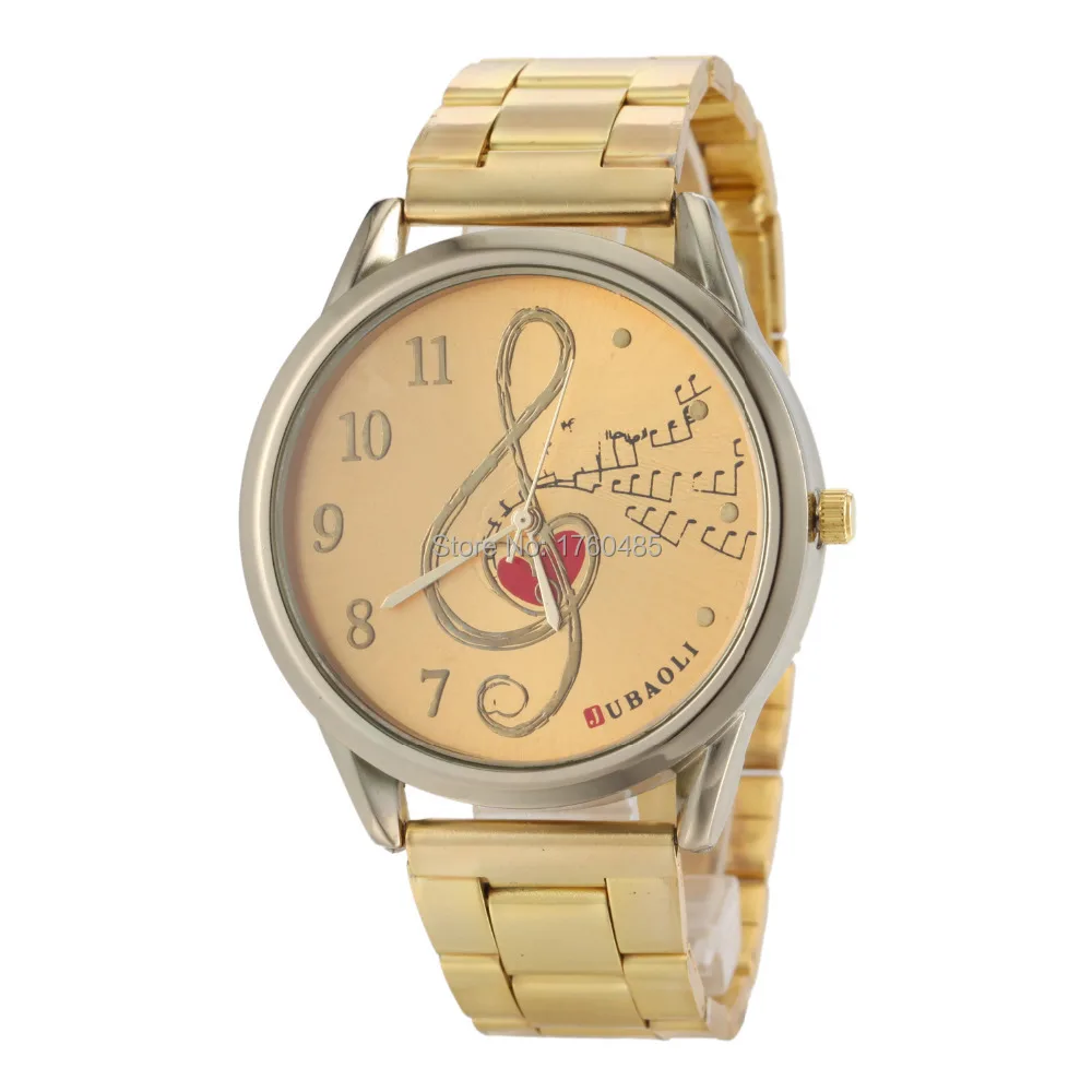 relojes Luxury ladies wristwatches music Notes lover heart fashion girl gold quartz watches full steel casual women dress watch
