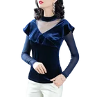 2019 New Design Shirts For Women Blouses Solid Color Deep V Neck Ladies Tops