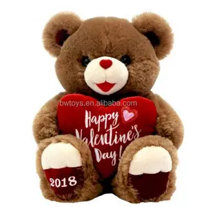 brown teddy gift 2018 valentine plush toy bear with red heart