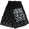 Hot sell black 3d applique big flower lace flower fabric wedding,french mesh lace with handmade beads TS39-6
