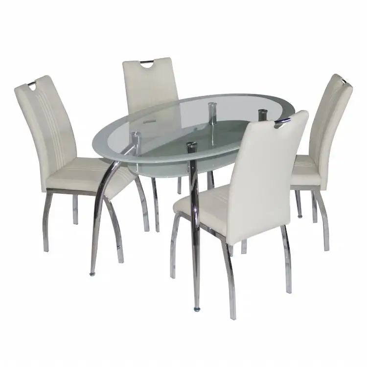 Round tempered glass dining table set