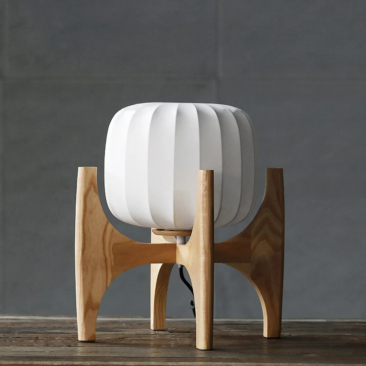 industrial style creative villa room decoration bedroom bedside white cloth wooden table lamp