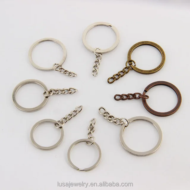 cheap diameter 32mm metal split key ring with 4 link chain for