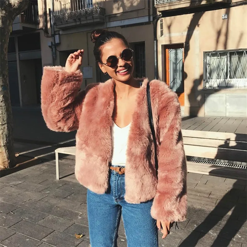 china clothing manufacturer women warm faux fur short jacket coat