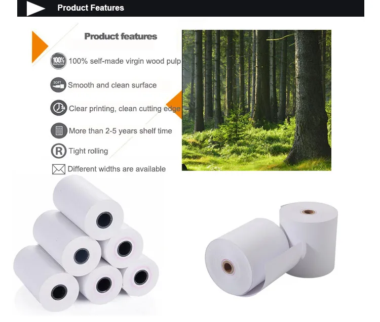 80mm prepare printed thermal paper rolls 55mm width in world market