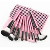leopard makeup brush Pink&Black Lattice Case 10pcs makeup brush set