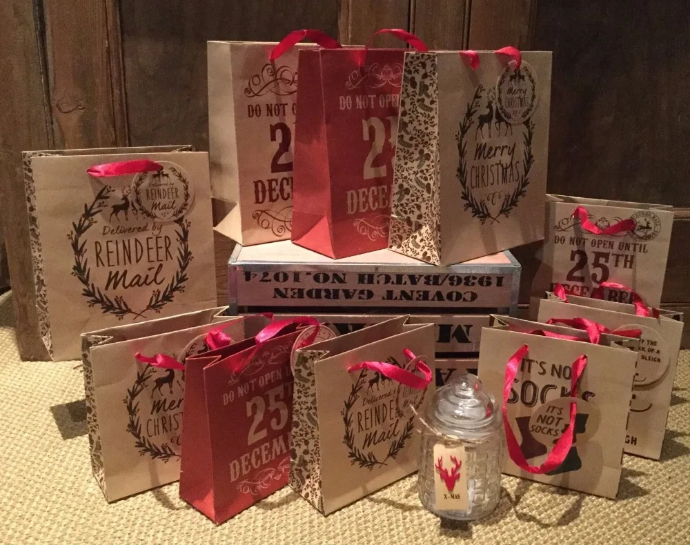 brown paper gift bags packaging bags shopping bags fun reindeer