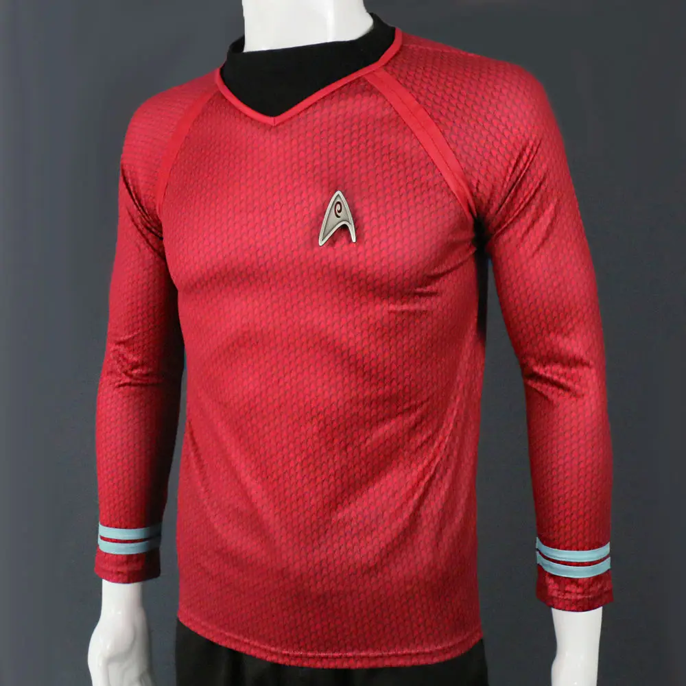 Star Trek in The Dark Captain Kirk Shirt Shape Cosplay Costume Red Version Size  For Men (4)