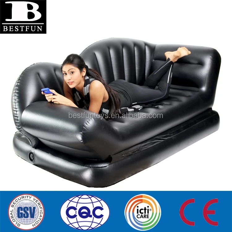 Robuste épais PVC gonflable TV air salon canapé-lit confort en plastique durable sauter 5-en-1 pli lit canapé-lit