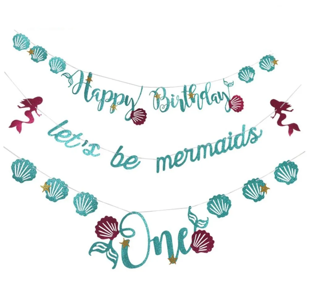 purple theme party decoration little mermaid happy birthday