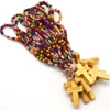 Mini Rainbow Wood Beads Our Lady Lourdes Baby Baptism Gift Rosary Necklace