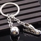Silver Color Football Soccer Shoes Keychains For Car Purse Bag Buckle Pendant Keyrings sport Key Chain
