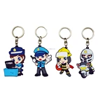 Police figure shape keychain charms silicon key holder pvc custom key chain